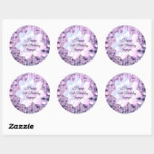 Sticker Rond Purple et rose Elegant perlé (Feuille)