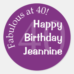 Sticker Rond Purple Fabulous à 40 quarantième anniversaire