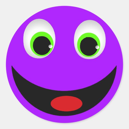 STICKER ROND PURPLE FACE HEUREUSE (Devant)