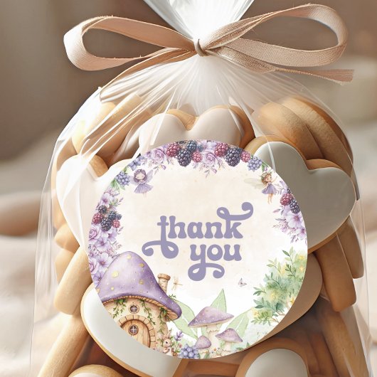 Sticker Rond Purple Fairy First Berry Premier Merci d'anniversa