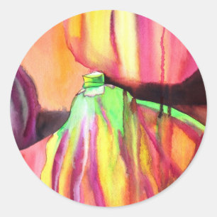 Sticker Rond Purple figs original art watercolor drip painting