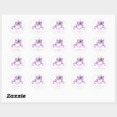 Sticker Rond Purple Flower Greenery Ribbon Birthday (Feuille)
