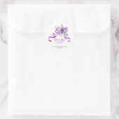 Sticker Rond Purple Flower Greenery Ribbon Birthday (Sac)