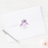 Sticker Rond Purple Flower Greenery Ribbon Birthday (Enveloppe)