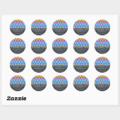 Sticker Rond Purple Funky Super Zig Zag Waves Chevron Motif (Feuille)
