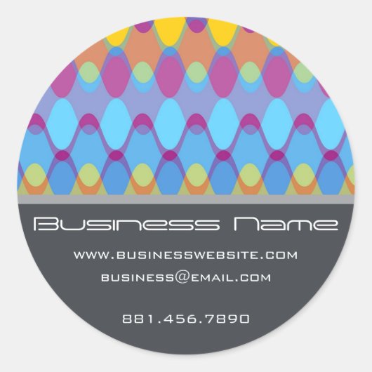 Sticker Rond Purple Funky Super Zig Zag Waves Chevron Motif (Devant)