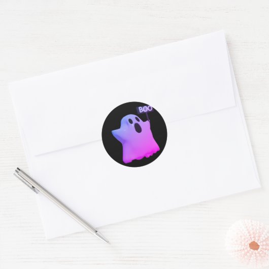 Sticker Rond Purple ghost 3d (Enveloppe)