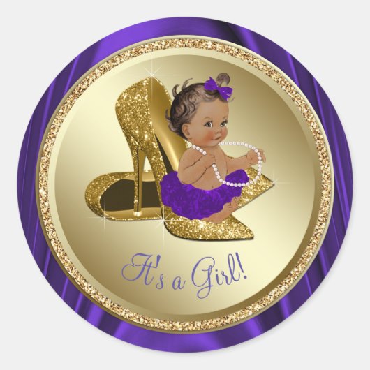 Sticker Rond Purple Gold High talon Chaussure Ethnique Fille Ba (Devant)