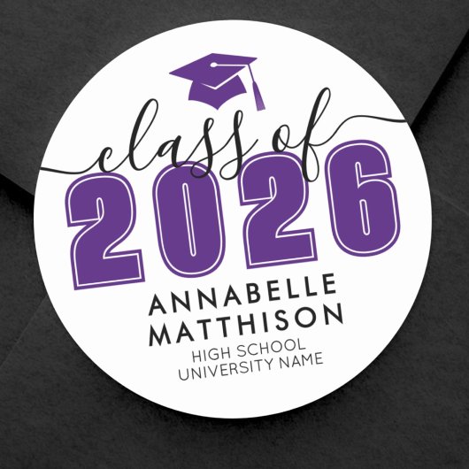 Sticker Rond Purple Graduation