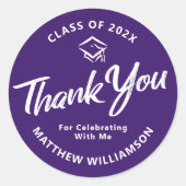 Sticker Rond Purple Graduation Bold Script Casquette Merci mode (Devant)