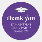 Sticker Rond Purple Graduation Merci Personnalisé (Devant)