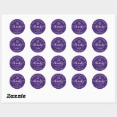 Sticker Rond Purple Graduation Moderne Merci Coeurs Script (Feuille)