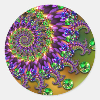Sticker Rond Purple & Green Bokeh Motif fractal