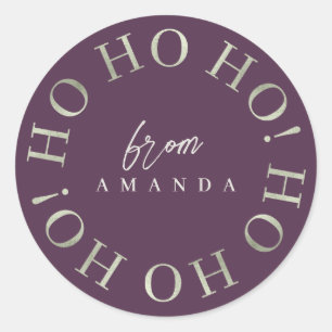 Sticker Rond Purple Green Christmas Ho Ho Ho ID1009