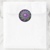 Sticker Rond Purple Green Flower Modern Abstract Fractal Art (Sac)