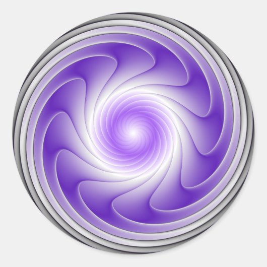 Sticker Rond Purple Grey 3D Swirl Moderne Abstrait Fractal Art (Devant)