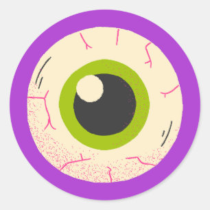 Sticker Rond Purple Halloween Quirky mignon Éffrayant Eyeball