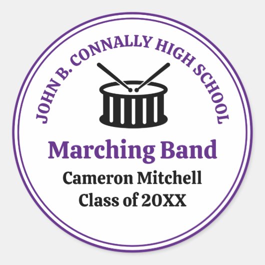 Sticker Rond Purple High School Marching Band Personnalisé Part (Devant)