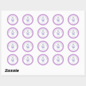 Sticker Rond Purple Hippo Ballerina fête d'anniversaire Merci (Feuille)
