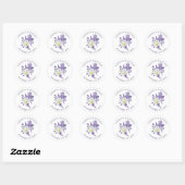 Sticker Rond Purple Iris White Daisy Botanical Mariage Classic (Feuille)