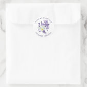 Sticker Rond Purple Iris White Daisy Botanical Mariage Classic (Sac)