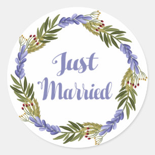Sticker Rond Purple Juste Marié Lavender Mariage Floral