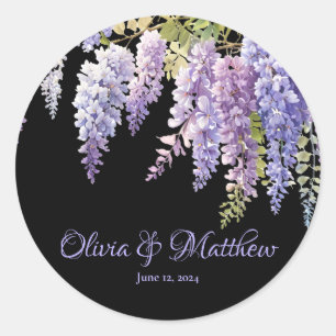 Sticker Rond Purple lavande aquarelle glycine florale lilas