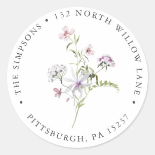 Sticker Rond Purple Lavender Fleur sauvage Adresse de retour