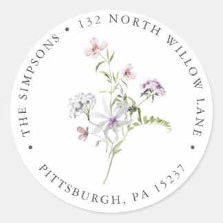 Sticker Rond Purple Lavender Fleur sauvage Adresse de retour