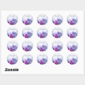 Sticker Rond Purple Lilac Pansy Floral Rustic Wedding Party (Feuille)
