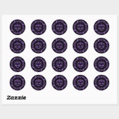 Sticker Rond Purple Magical D20 Dice of Wizard Tabletop RPG (Feuille)