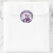 Sticker Rond Purple Magical Dragon Baby Shower (Sac)