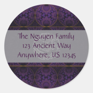 Sticker Rond Purple Mobius Dragon Fractal Art