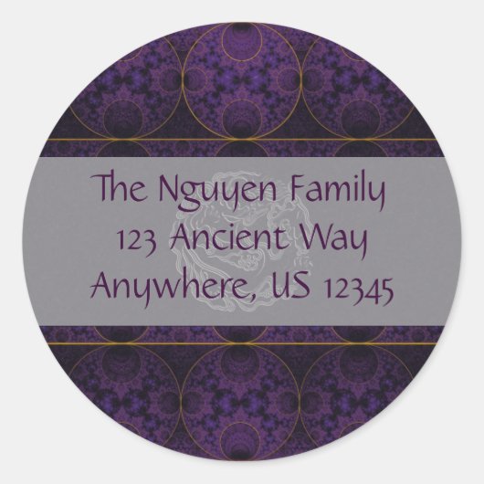 Sticker Rond Purple Mobius Dragon Fractal Art (Devant)