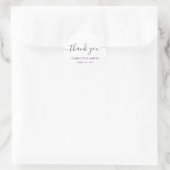 Sticker Rond Purple Modern Script Wedding Thank You (Sac)