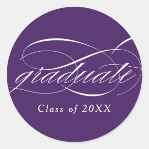 Sticker Rond Purple Moderne Élégant Script Graduation
