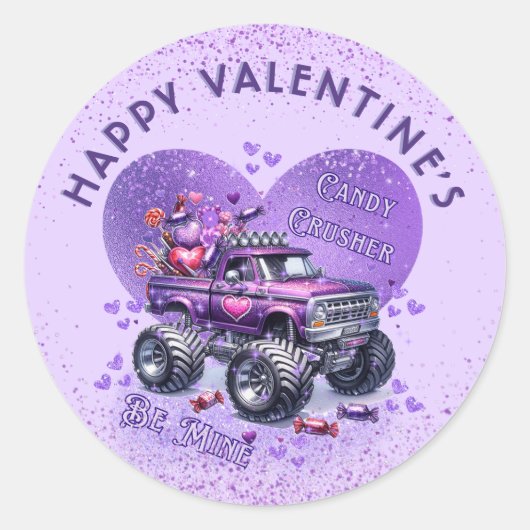 Sticker Rond Purple Monster Camion Candy Croisher Soyez mien (Devant)