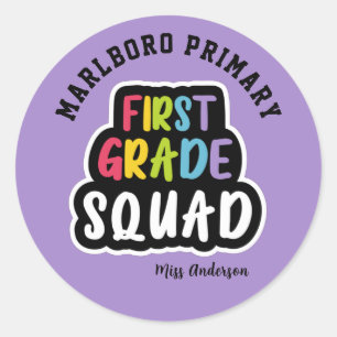 Sticker Rond Purple Nom de l'école Équipe d'enseignants de prem