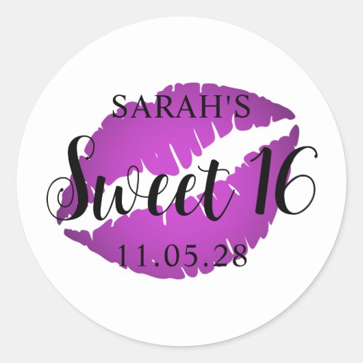 Sticker Rond Purple Ombre Lipstick Sweet 16 (Devant)