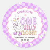 Sticker Rond Purple One Silly Goose - Girl's first birthday (Devant)