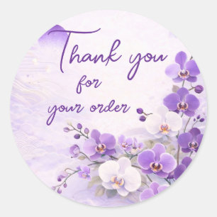 Sticker Rond Purple orchid Thank You For your order