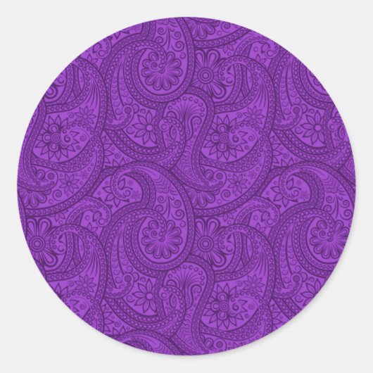 Sticker Rond Purple Paisley (Devant)