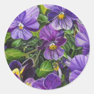 Sticker Rond "Purple Pansies" par Jenny Koch