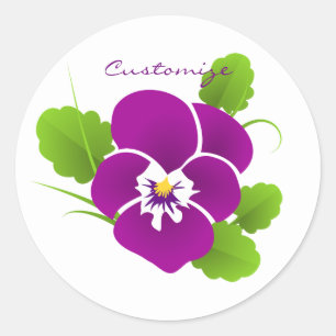 Sticker Rond Purple Pansy Flower Thunder_Cove