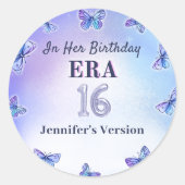Sticker Rond Purple Papillon Eras fête d'anniversaire (Devant)