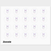 Sticker Rond Purple pastel happy Valentine's day pink monogram  (Feuille)
