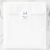 Sticker Rond Purple pastel happy Valentine's day pink monogram  (Sac)