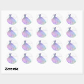 Sticker Rond Purple Pastel Parties scintillant Glam Robe Annive (Feuille)