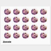 Sticker Rond Purple Peonies Lavender Lamp Light Watercolor (Feuille)