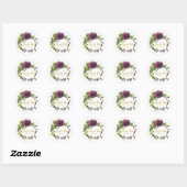 Sticker Rond Purple Peony Flower Nom de la fille ID456 (Feuille)